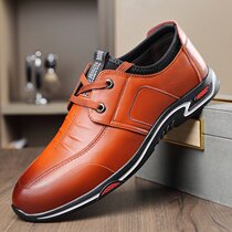 Mens shoes Korean version spring new business casual shoes all-match low-top work leather shoes mens 2022 hot style snapping laces