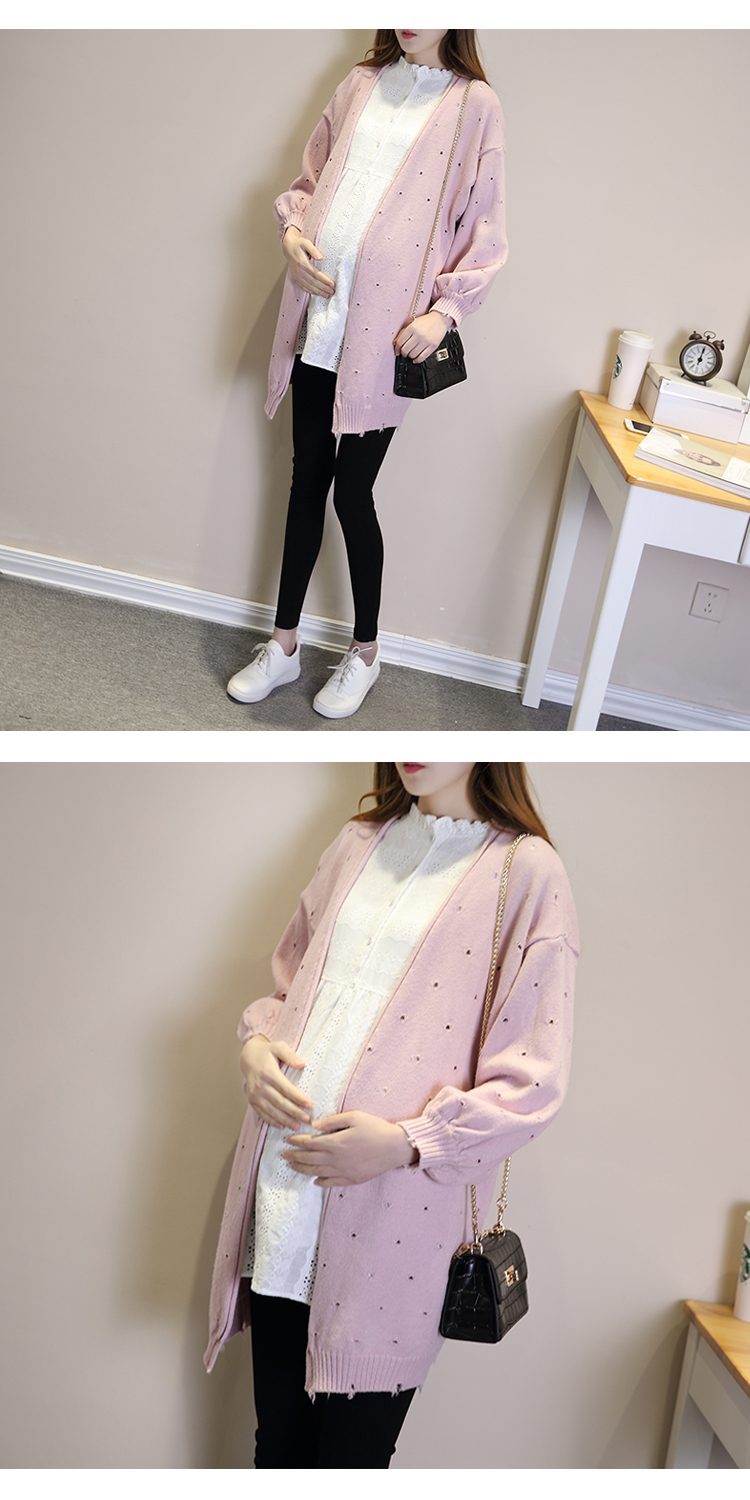 Mùa thu kích thước lớn thường phụ nữ mang thai cardigan + áo sơ mi thời trang hai mảnh mùa xuân và mùa thu phụ nữ mang thai phù hợp với áo len đan phù hợp với