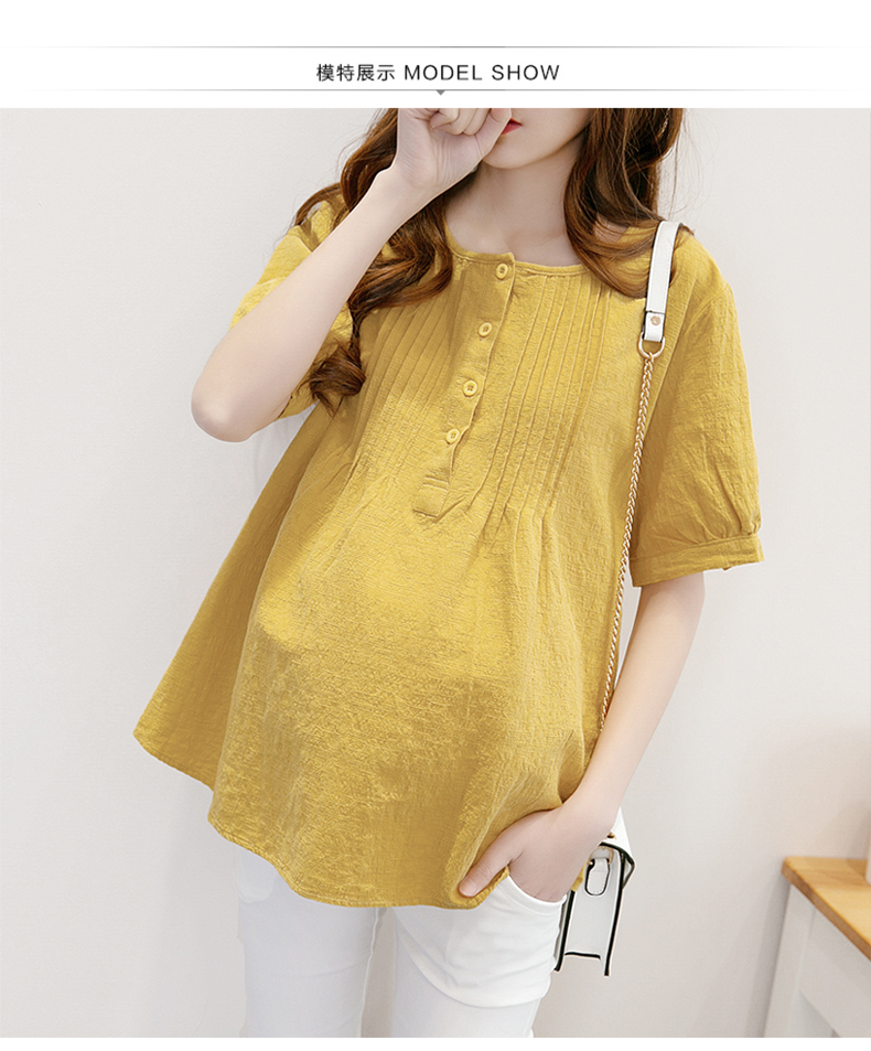 Vòng cổ lỏng kích thước lớn ngắn tay phụ nữ mang thai T-Shirt 2018 mùa hè thai sản dress ngắn áo sơ mi giản dị t-shirt triều