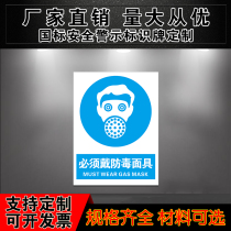 Must wear proof of gas masks ID cards Safety ID card warning signs Factory workshop Fire warning signs post