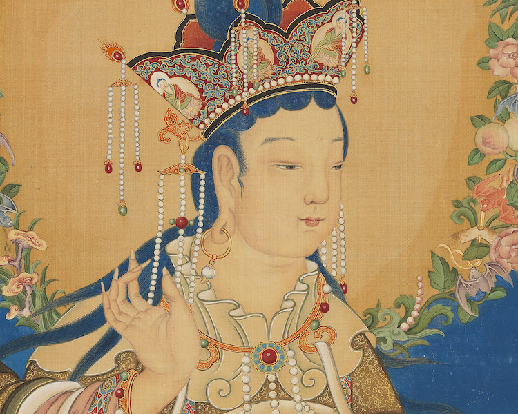 东密唐密八字文殊菩萨像:国画绢本设色的神秘之旅-仿古书画-淘宝百科网