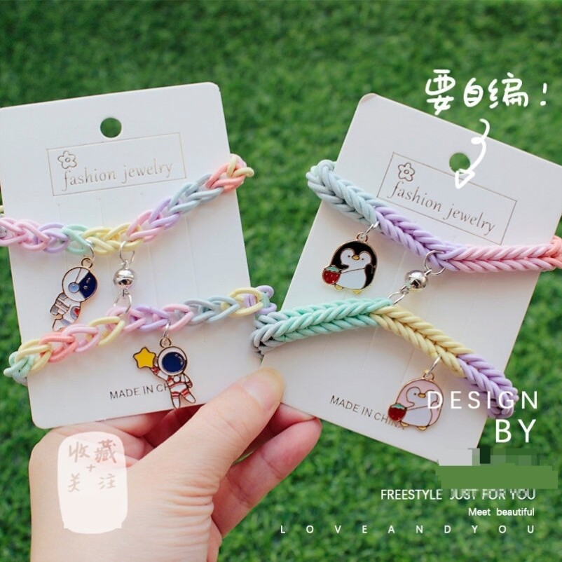 Braided bracelet special rubber band hand-woven diy color bracelet hand rope hair ring head rope rainbow bracelet rubber band