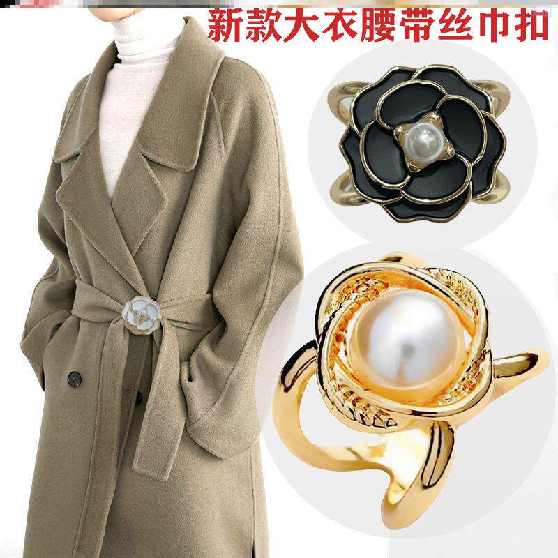 Coat Belt Fixed Artifact Bowknot Decorative Buckle Accessories Multifunctional Windbreaker Belt Knotted Buckle Silk Scarf Buckle Ring