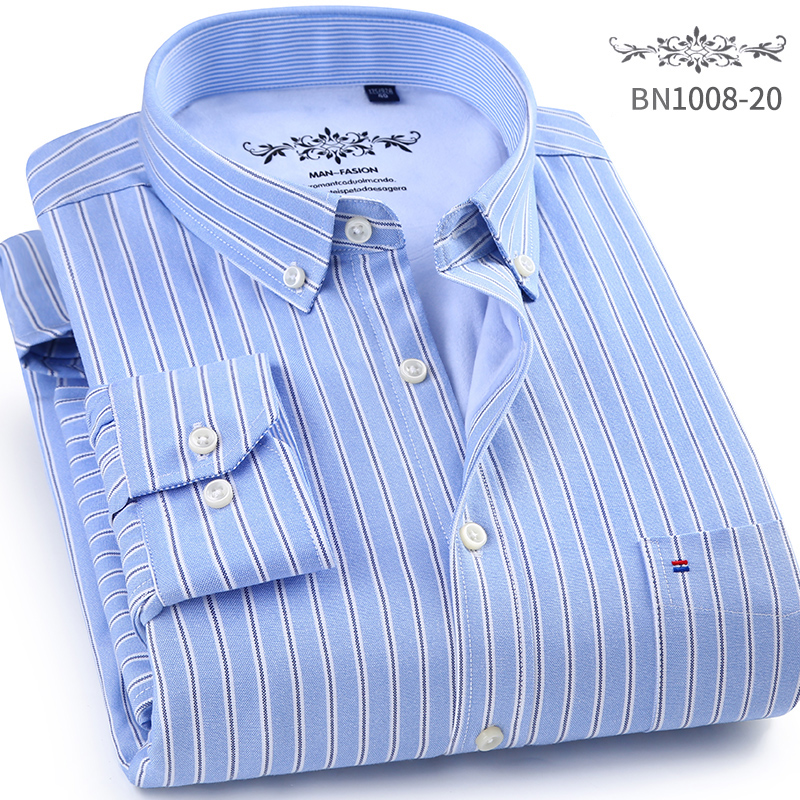 Mens áo ấm sọc trẻ cộng với nhung cộng với đồ lót dày mens Oxford quay kẻ sọc áo trung niên áo khoác.