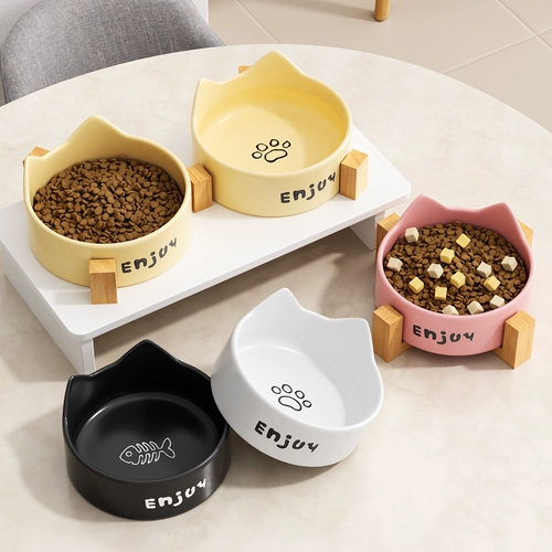 Кошачья чаша керамическая кошачья продукт питания чаша для питомца пить вода чаша пищевая чаша интегрированная кошачья рисовая чаша для собак нелегко использовать шею, чтобы защитить шею