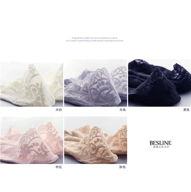 Vớ ren đen vớ nữ thuyền cotton nông miệng ren đầy vớ vô hình silicone trượt giày đơn vớ dễ thương