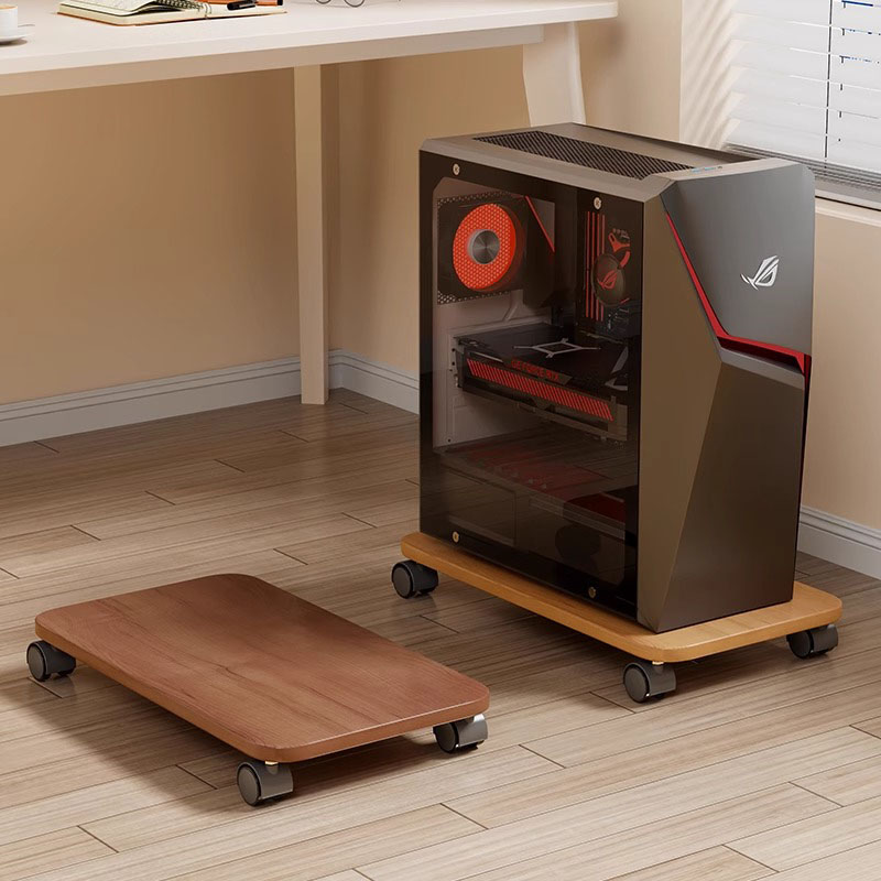 Solid wood household floor-standing movable printer storage rack multi-function main chassis bracket desktop computer main rack