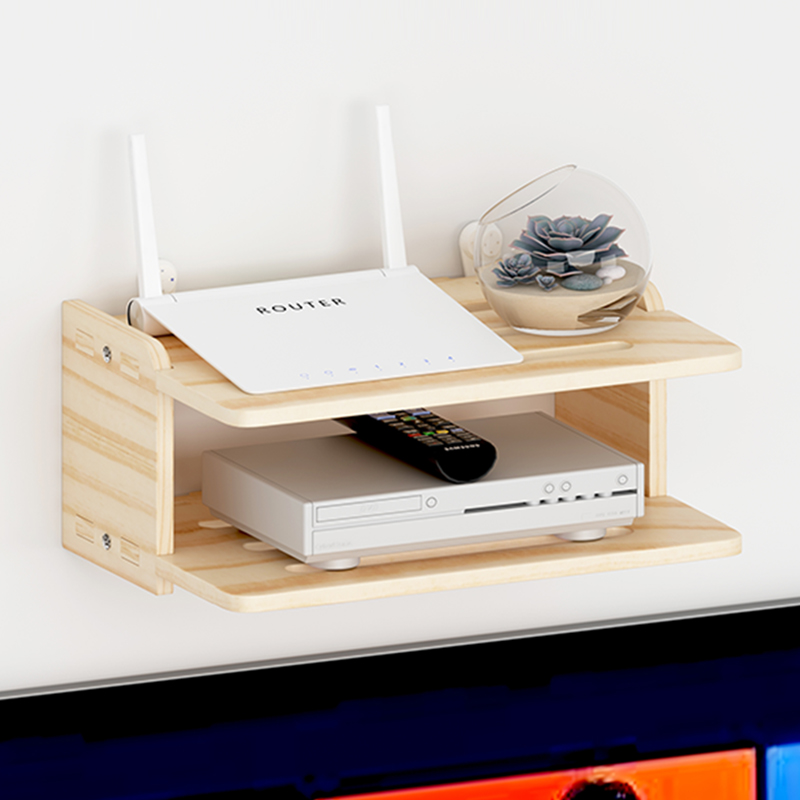 Solid Wood Wifi Containing Box Wireless Router Shelve Shelve Wall Hanging TV Box Subnet Road Set-top Box Shelter Box
