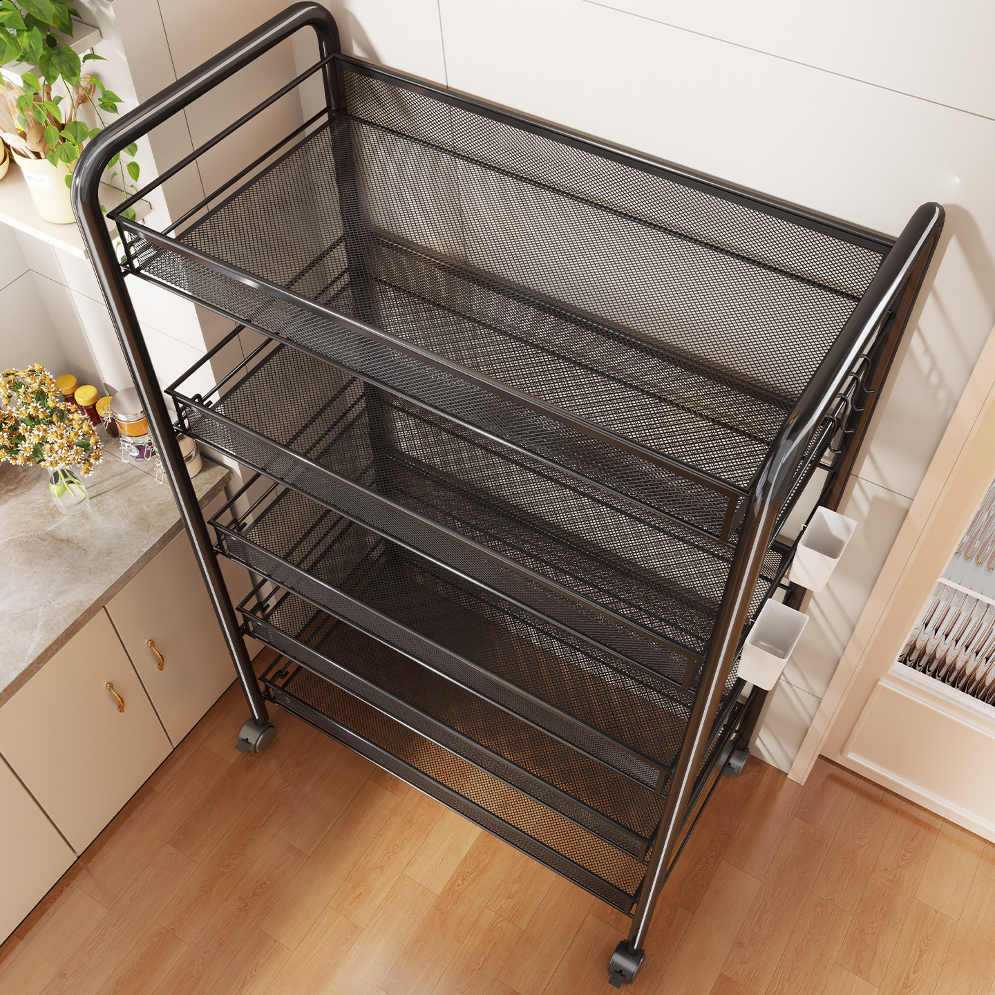 厨房置物架多功能蔬菜水果小推车收纳架客厅卧室可移动零食整理架