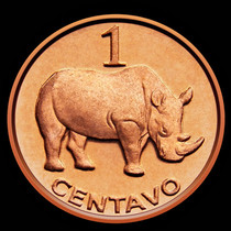 Mozambique coin 1 raw tin 2006 African animal coin rhino KM132 copper 15mm