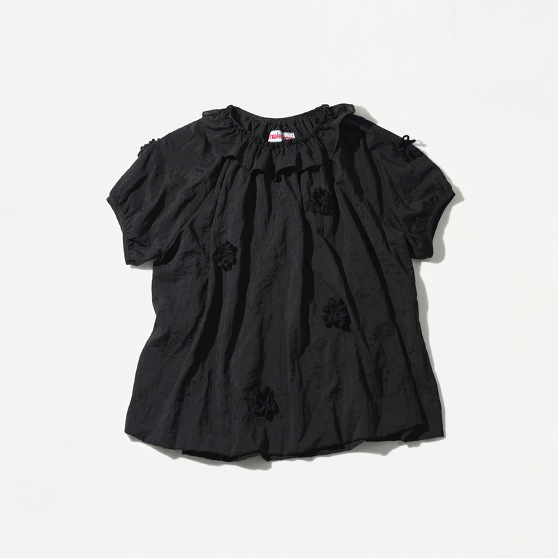 Black Shirt for Women Imakokoni Original Summer Japanese Style Artistic Ruffled Collar Crochet Loose Babydoll Shirt Q