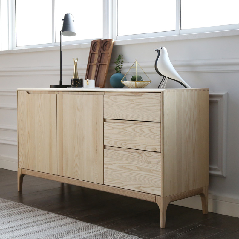 (Official sampling all solid wood) Qingmu Hall Japanese-style simple modern solid wood sideboard customized to make lockers