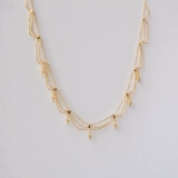 Позолоченное ожерелье, подвеска из жемчуга с кисточками, аксессуары, 14 карат, золотой цвет, кружевное платье