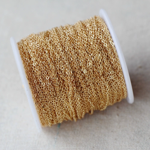 Модернизированная плоская О-образная цепочка из 14-каратного настоящего золота с медным покрытием, сохраняющая цвет, аксессуары для ювелирных цепей ручной работы, полуфабрикат