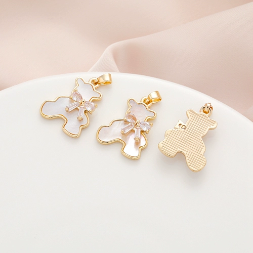 Позолоченный белый кролик, подвеска, аксессуар с аксессуарами, 14 карат, золотой цвет, с медвежатами, четырехлистный клевер, DIY