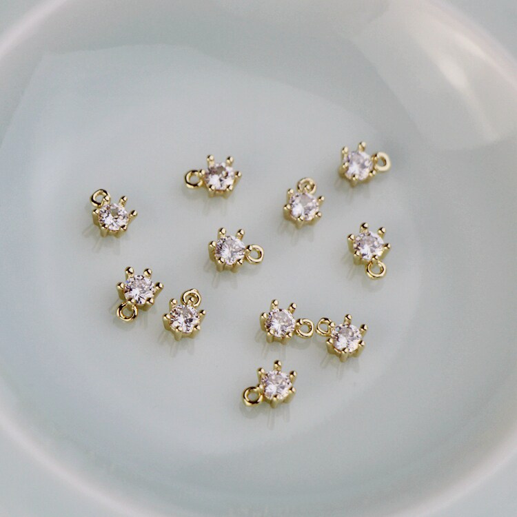 Domestic 14K bag gold accessories zircon small hanging decoration 4 5mm homemade handmade necklace diy handmade ornament material