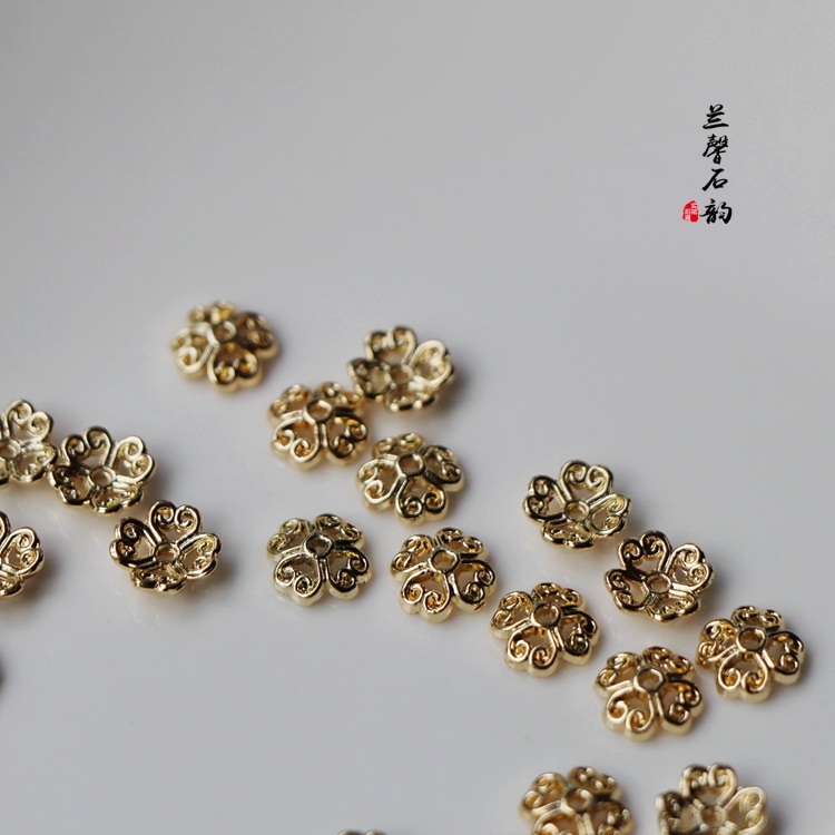14K Bag Gold Light Gold Bar Blossom Cap Diy Handmade Accessories Material Self-made earring Bracelet 8mm