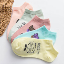 5 Double Loaded Socks Female Short Socks Shallow Mouth Korea Cute Female Socks Short Drum Cotton Socks Summer Thin lady Invisible Boat Socks