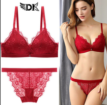 Womens underwear New brand lace bra No rim sexy underwear Small chest gathered bra set of the year of life