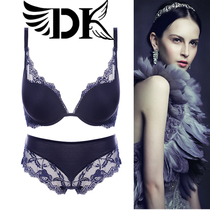 French DK bra set sexy deep V gathered lace small chest medium mold cup collection vice adjustment underwear women