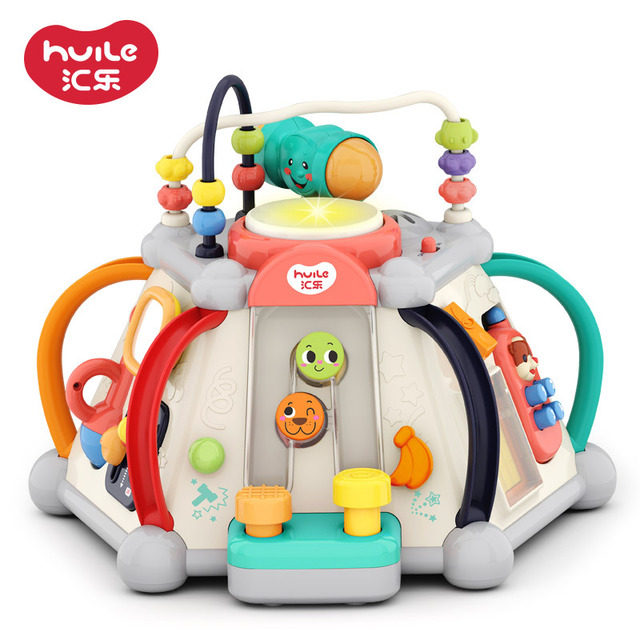 Huile music hand beat drum baby one year old education hexahedral toys 0-6-12 months clap drum