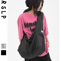 Rusu Liangpin 2021 new neutral shoulder crossbody female large capacity canvas bag niche locomotive wind commuter tide bag