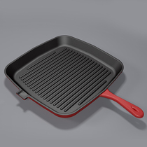 Honlang enamel cast iron steak special frying pan Household uncoated steak striped pan thickened non-stick pan