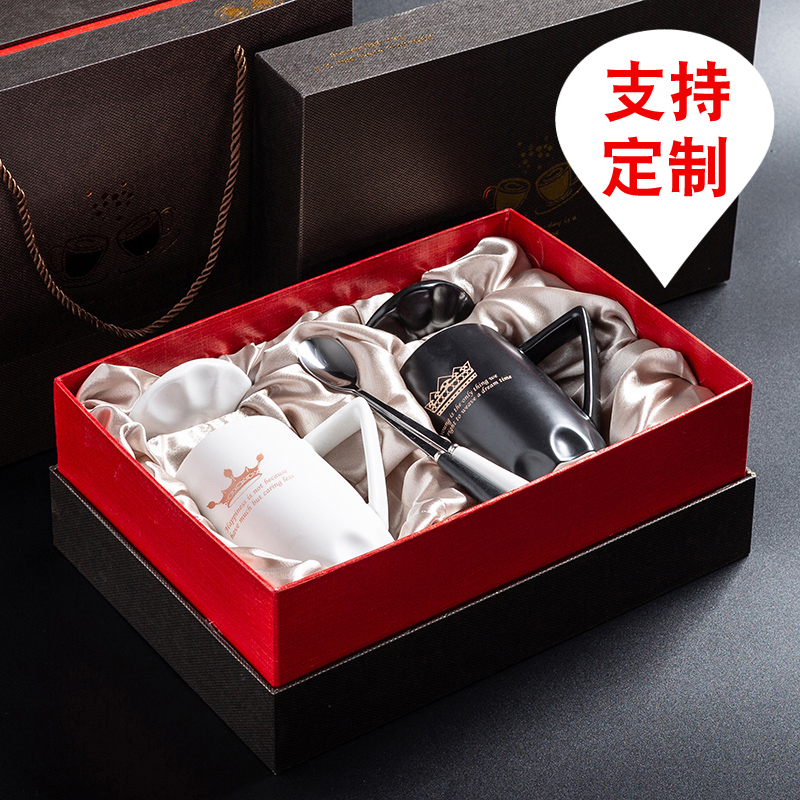 Ceramic Cup Mark Cup Coffee Cup Creative Mug Cup Crown Cup with lid spoon lovers for cup customization