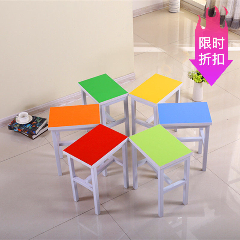 Students Table and Chair Painting Table Young Color bench Course Simple old-fashioned steel bench household Mahjong Stool
