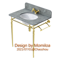 Beautiful scenery bathroom marble washstand copper bracket set European retro style hotel villa high-grade decoration