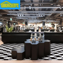 Nordic tiles 200x230 toilet tiles black and white balcony geometric hexagonal tiles kitchen antique non-slip floor tiles