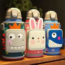 Childrens insulated cup with straw boy Kettle Elementary School Pupils Baby Nursery School Special Water Cup