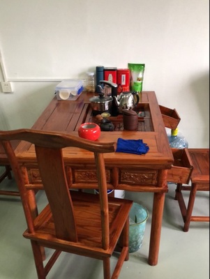1 2m tea table and chair combination tea table with induction cooker combination and tea set antique furniture