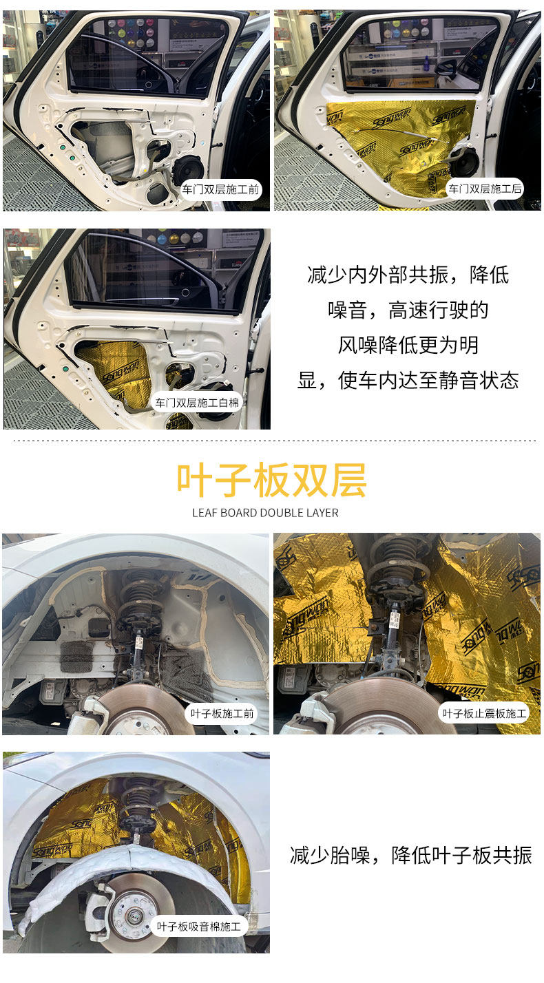 Car sound insulation anti-vibration board sound insulation cotton material four-wheel sound absorption cotton four-door car modified door noise reduction sticker self-adhesive