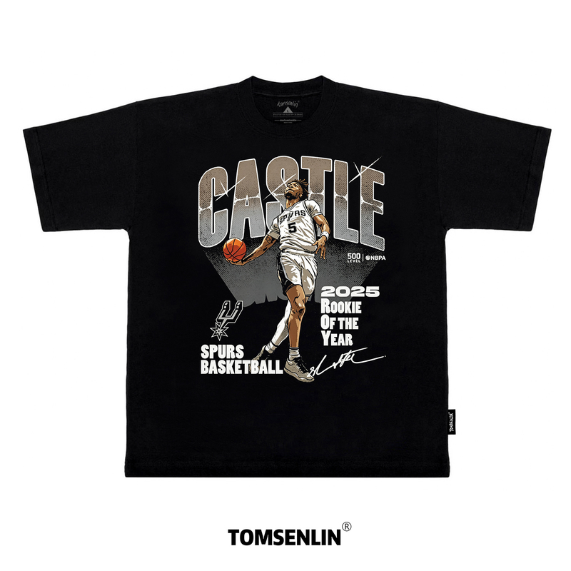 Tomsenlin Spurs Stephen Curry Dunk Portrait Ice-Feel Kangli Print Short-Sleeve