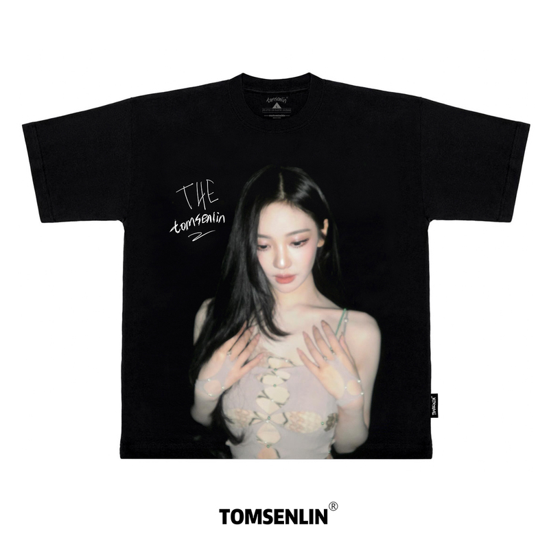 Tomsenlin Original Ningyi Zhuo American Retro Portrait Kangli Print Short-Sleeve