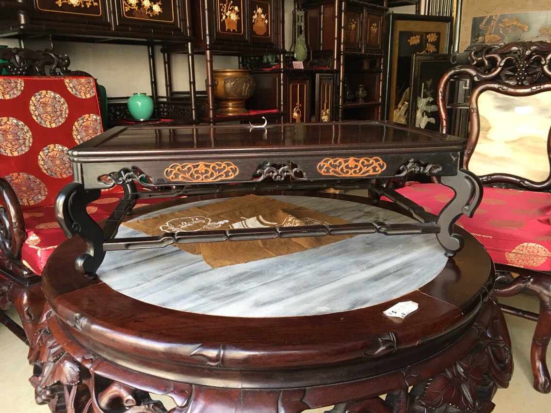 ∇花∇唐物 黄楊木（柘植・天然木）木手彫小台/花台