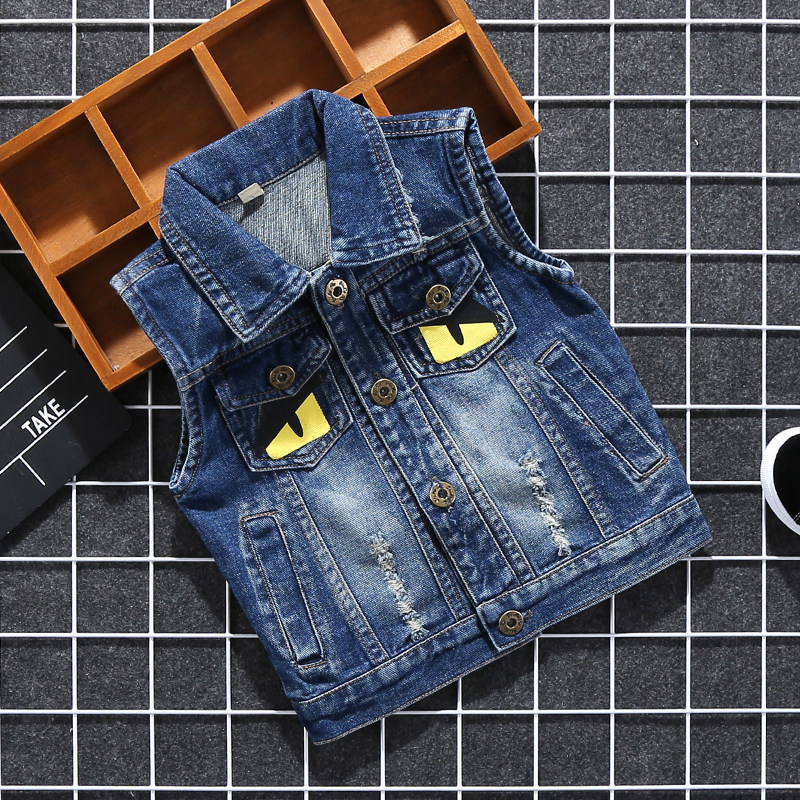 Boys denim vest baby spring clothes male 1-3 years old tide 2 children Korean version tops children 4 boys baby autumn tide clothes 5 - Taobao