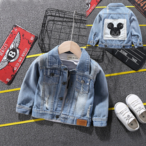 Boy Cowboy jacket Spring and autumn paragraph 2022 new Korean version casual cardiovert blouses children foreign air spring dress Chauded boy clothing