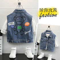 Boy Cowboy waistcoat Waistcoat Spring Autumn Thin baby Camshoulder outwear for childrens vest Childrens waistcoat Childrens waistcoat Korean version