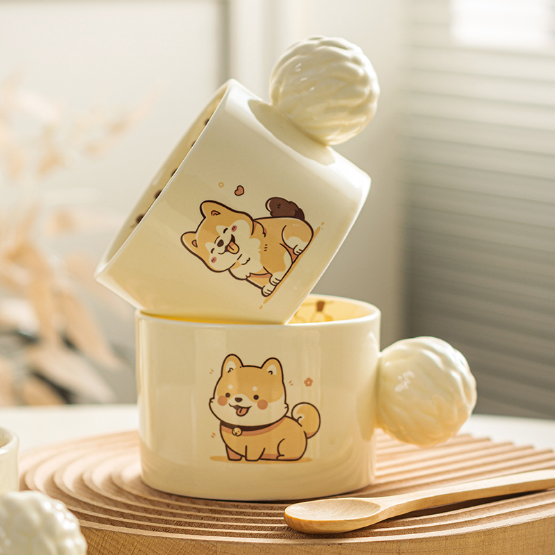 Cute Ceramic Water Cup, Cartoon Creative Puppy Design, Coffee Cup, Breakfast Milk Cup, Girl Boyfriend Drinking Cup Cute Ceramic Water Cup, Cartoon Creative Puppy Design, Coffee Cup, Breakfast Milk Cup, Girl Boyfriend Drinking Cup