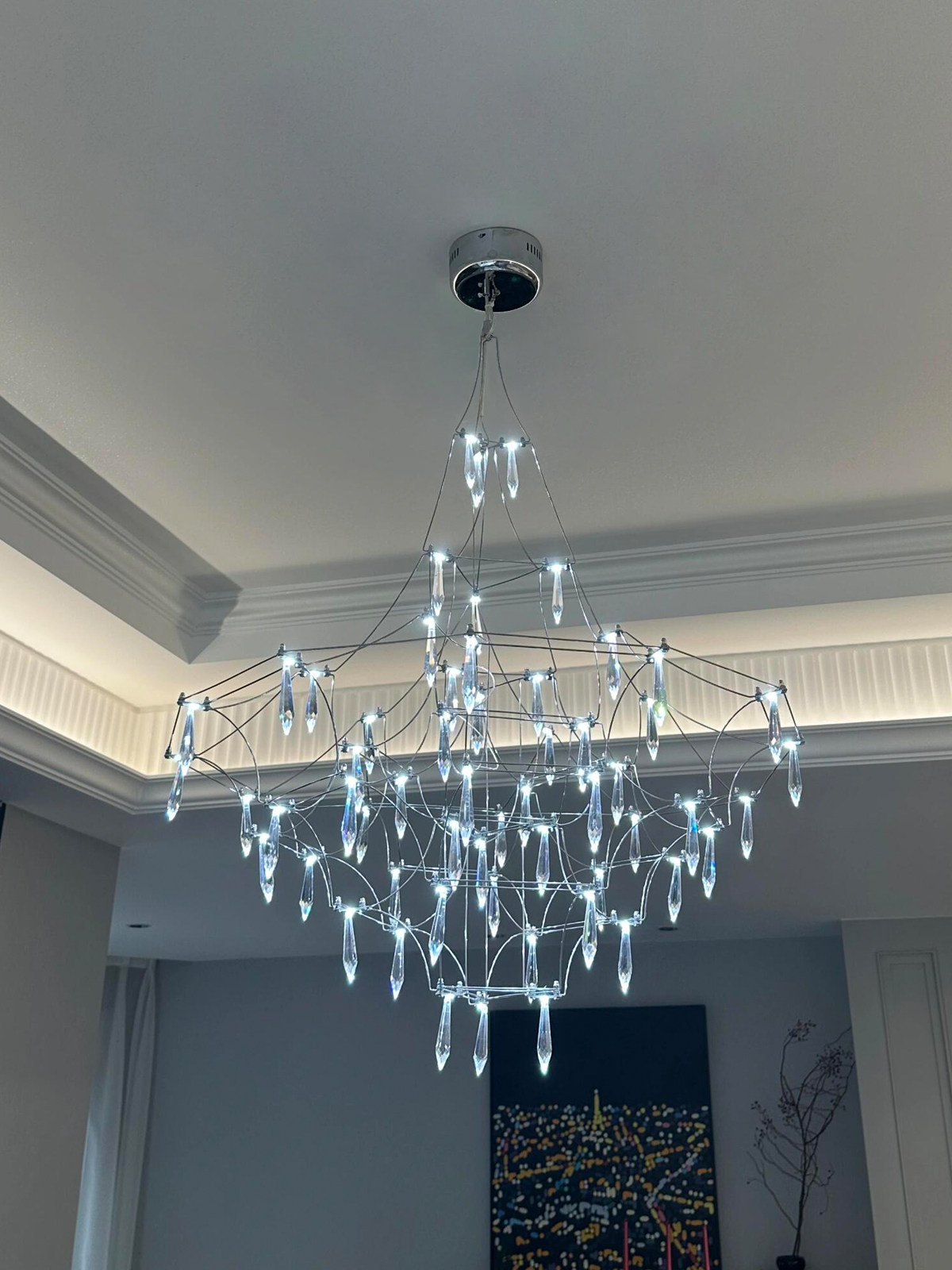 Italian French-Style Light Luxury Starry Sky Imported Egyptian Crystal Chandelier for Living Room, Dining Room, Bedroom, and Staircase