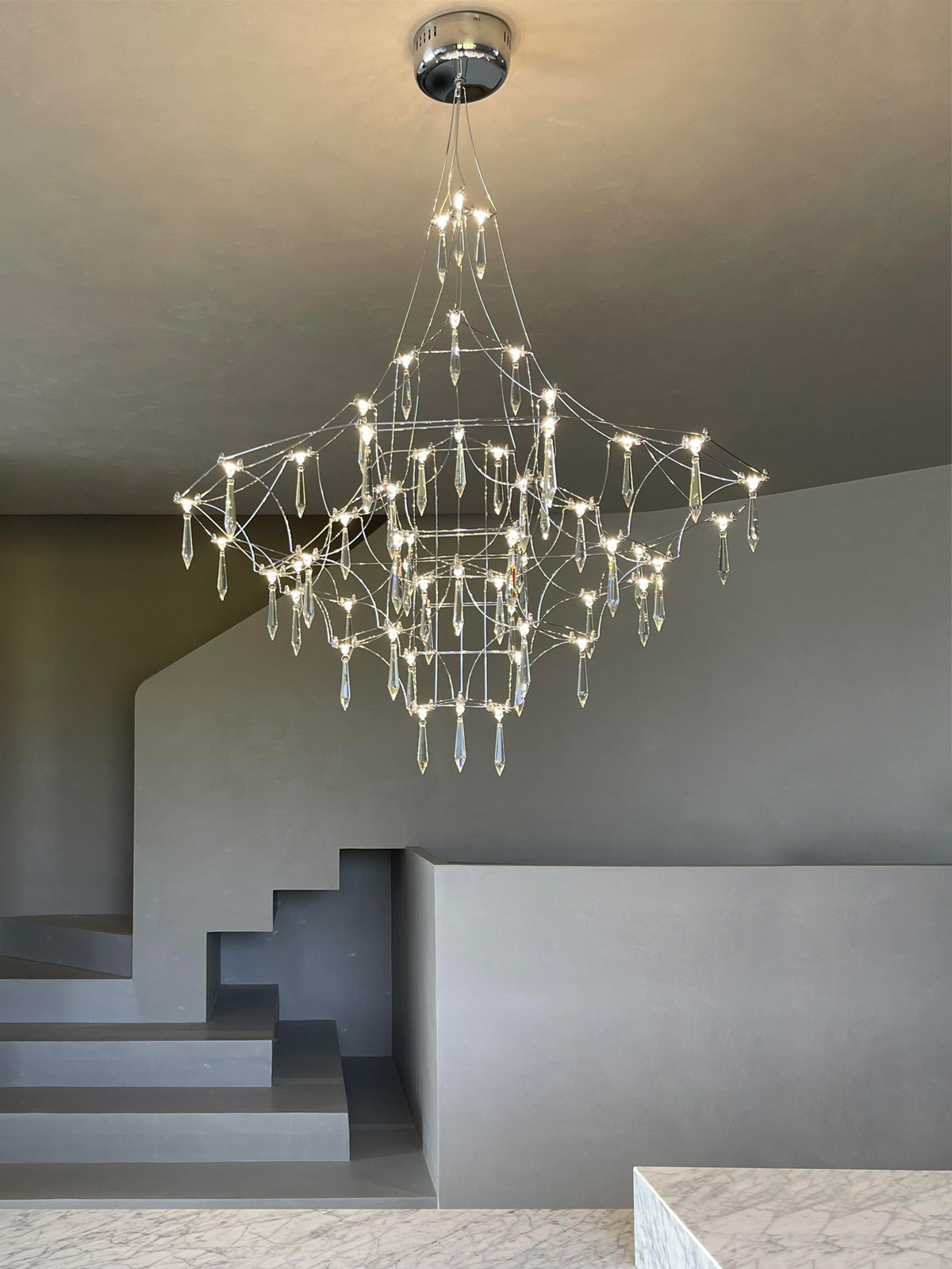 Italian French-Style Light Luxury Starry Sky Imported Egyptian Crystal Chandelier for Living Room, Dining Room, Bedroom, and Staircase