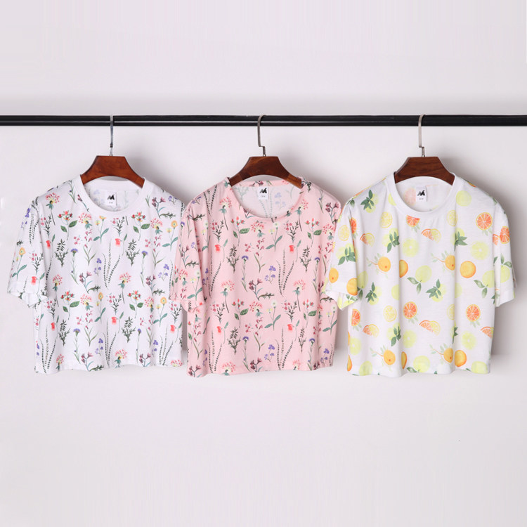 Summer thin sports leisure T short - term cotton printing loose - breaking