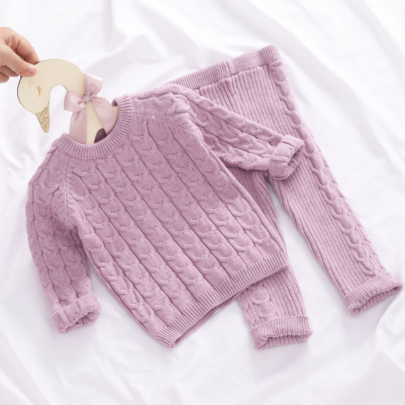Baby sweater suit August Men's baby Needle jersey headsets girls beating bottom autumn and winter clothing 0-1 years old baby line clothes 