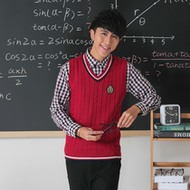 Fall College Wind Sweater Vest Mens Manshawl Shoulder Student Banfu Teenagers Knit Waistcoat School Uniforms Woolen Clothing