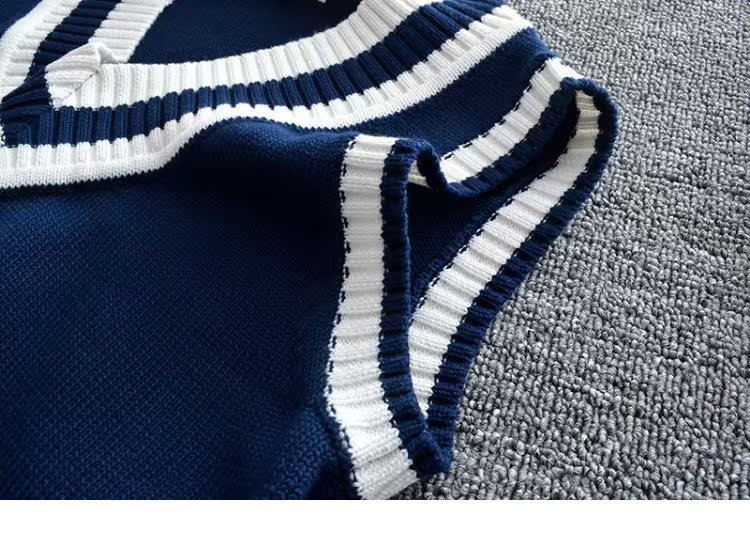 Mùa thu thanh niên tóc vest sinh viên thủy triều lớn cotton đan vest V cổ áo len áo len mỏng