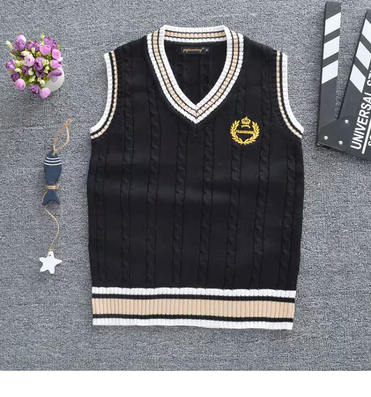 Mùa thu đông mùa đông áo vest nam cổ chữ V cotton cotton cỡ lớn cho sinh viên áo len không tay áo vest đồ vest