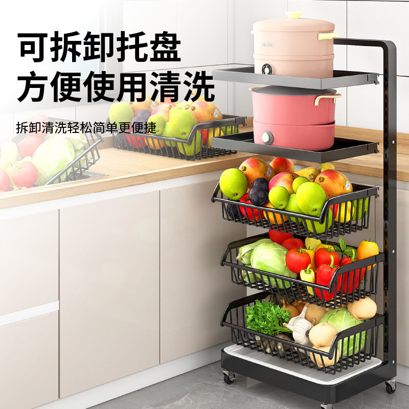 Kitchen containing shelve pot holder Home Multi-floor landing storage rack small cart Put with zero food and fruit and vegetable basket frame 