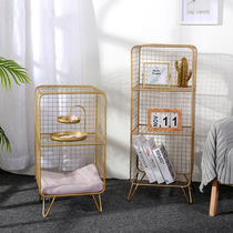 Golden Iron Art Improvised Sofa Edge Containing Shelf Nordic Multilayer Floor Shelf Clothing Store Ornament Display Shelf